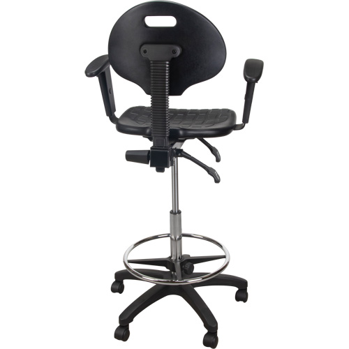 Heavy-Duty Ergonomic Stool with Adjustable Arm Rests & Nylon Stem Casters, Mobile, Adjustable Height, 250 lbs. Capacity Maritime Industrial Rubber