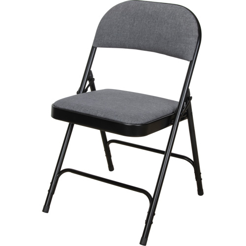 Chaise pliante de luxe en tissu rembourr&eacute;e, Acier, Gris, Capacit&eacute; 300 lb Maritime Industrial Rubber