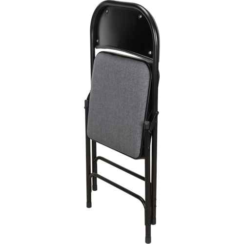 Chaise pliante de luxe en tissu rembourr&eacute;e, Acier, Gris, Capacit&eacute; 300 lb Maritime Industrial Rubber