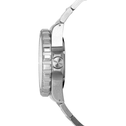 Grey Maple Large Diver's Automatic Watch with Stainless Steel Bracelet, Digital, Battery Operated, 41 mm, Silver Maritime Industrial Rubber