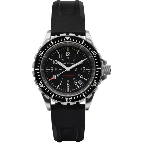 Grande montre automatique de plong&eacute;e, Num&eacute;rique, &agrave; piles, 41 mm, Noir Maritime Industrial Rubber