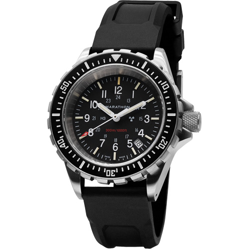 Grande montre automatique de plong&eacute;e, Num&eacute;rique, &agrave; piles, 41 mm, Noir Maritime Industrial Rubber