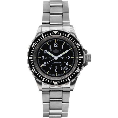 Grey Maple Large Diver's Automatic Watch with Stainless Steel Bracelet, Digital, Battery Operated, 41 mm, Silver Maritime Industrial Rubber