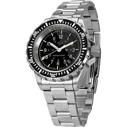 Grey Maple Large Diver's Automatic Watch with Stainless Steel Bracelet, Digital, Battery Operated, 41 mm, Silver Maritime Industrial Rubber