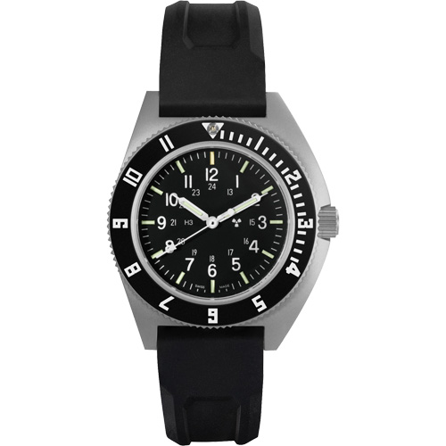 Steel Navigator Watch on 3-Piece Rubber Strap Kit, Digital, Battery Operated, 41 mm, Black Maritime Industrial Rubber