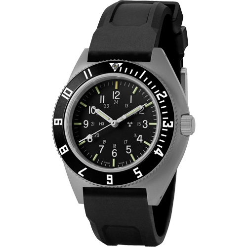 Steel Navigator Watch on 3-Piece Rubber Strap Kit, Digital, Battery Operated, 41 mm, Black Maritime Industrial Rubber