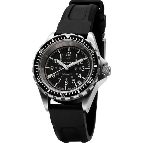 Montre Steel Navigator avec date sur ensemble bracelet en caoutchouc noir de trois morceaux, Num&eacute;rique, &agrave; piles, 36 mm, Noir Maritime Industrial Rubber