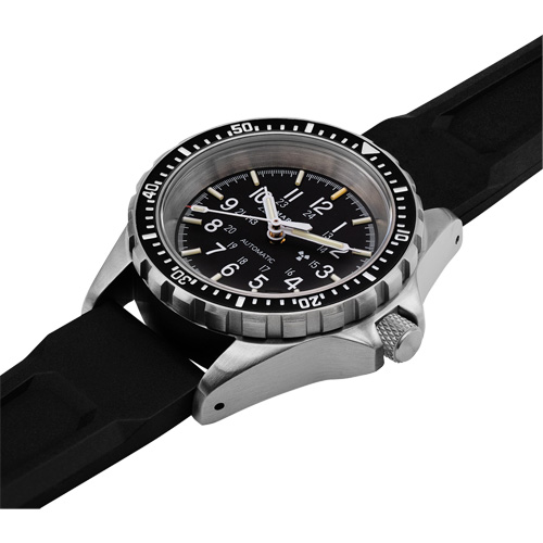 Tr&egrave;s grande montre chronographe automatique pour plongeur/pilote d'avion, Num&eacute;rique, &agrave; piles, 46 mm, Noir Maritime Industrial Rubber