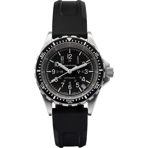 Tr&egrave;s grande montre chronographe automatique pour plongeur/pilote d'avion, Num&eacute;rique, &agrave; piles, 46 mm, Noir Maritime Industrial Rubber