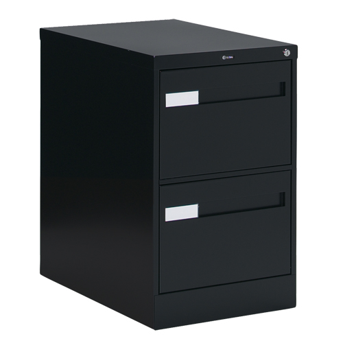 Vertical Filing Cabinet with Recessed Drawer Handles, 2 Drawers, 18.15" W x 26.56" D x 29" H, Black Maritime Industrial Rubber