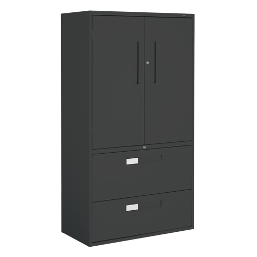 Armoire Multi-Stor, Acier, 3 Tablettes, 65-1/4" h x 36" la x 18" P, Noir Maritime Industrial Rubber