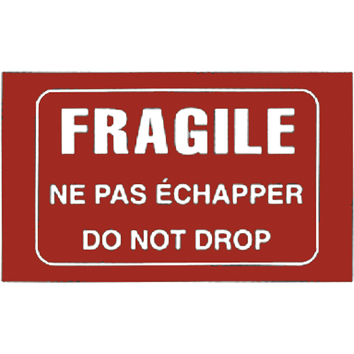 "Fragile" Bilingual Special Handling Labels, 5" L x 3" W, White on Red Maritime Industrial Rubber