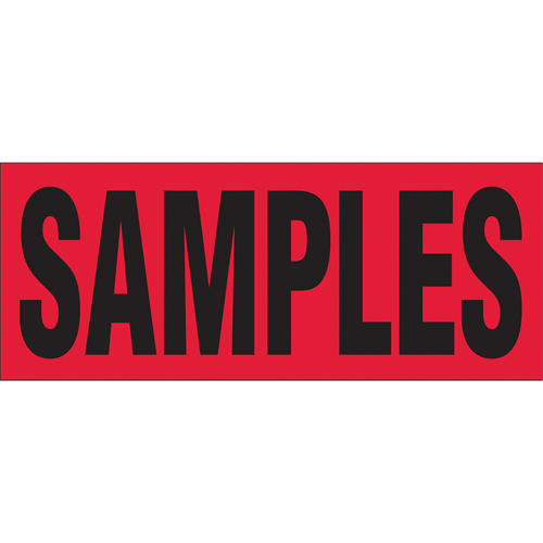 "Samples" Special Handling Labels, 5" L x 2" W, Black on Red Maritime Industrial Rubber