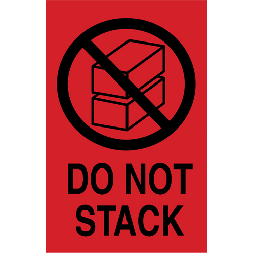 &eacute;tiquettes  Do Not Stack  pour envoi international, 6" lo x 4" la, Noir/rouge Maritime Industrial Rubber