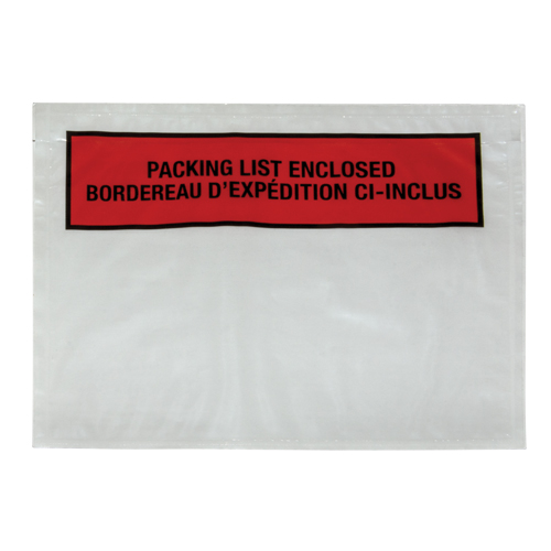 Packing List Envelope, 7" L x 5-1/2" W, Backloading Style Maritime Industrial Rubber