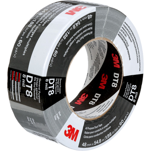 DT8 All-Purpose Duct Tape, 8 mils, Silver, 48 mm (2") x 55 m (180') Maritime Industrial Rubber