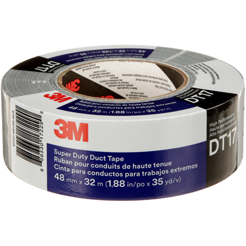 DT17 Super-Duty Duct Tape, 17 mils, Black, 48 mm (2") x 32 m (105') Maritime Industrial Rubber