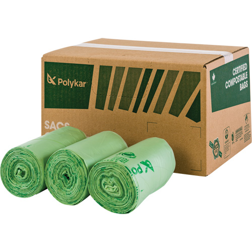 Certified Compostable Bags, Regular, 48" L x 42" W, Clear, 242 L (55 Gal.) Capacity Maritime Industrial Rubber