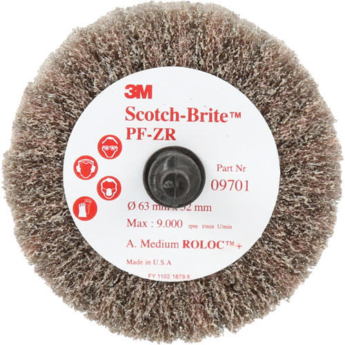 Brosse &agrave; lamelles pour labrasion et le polissage PF-ZR Roloc Scotch-Brite, Oxyde d'aluminium, Grain Moyen, 2-1/2" x 1-1/4" Maritime Industrial Rubber