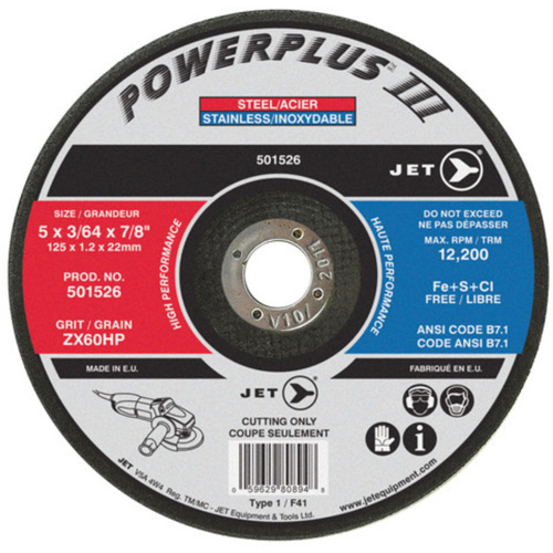 Meule &agrave; tronçonner POWERPLUS, 4-1/2" x 3/64", Arbre de 7/8", Type 1, 13 300 Tr/min Maritime Industrial Rubber