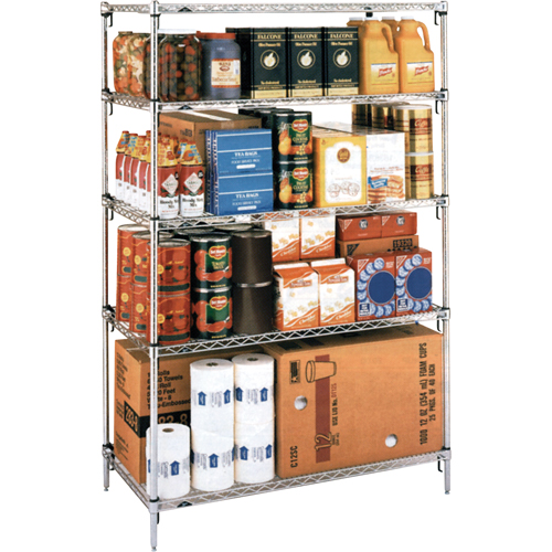 Super Adjustable Super Erecta Shelf&reg;, Add-On Kit, 5 Tiers, 36" W x 86-5/8" H x 24" D Maritime Industrial Rubber