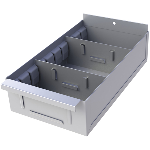 Boîte pour tablette de rayonnage enclenchable Interlok, Acier, 5-5/8" la x 18" p, 4-3/4" h, Gris Maritime Industrial Rubber