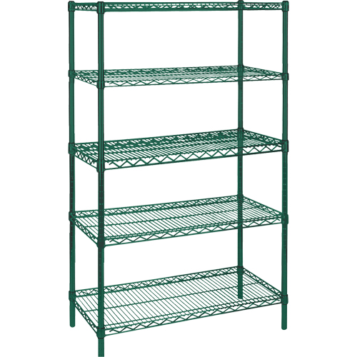 Heavy-Duty Green Epoxy Finish Wire Shelving, 5 Tiers, 30" W x 74" H x 14" D Maritime Industrial Rubber