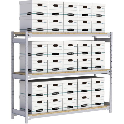 Wide Span Record Storage Shelving, Steel, 3 Shelves, 72" W x 18" D x 60" H Maritime Industrial Rubber