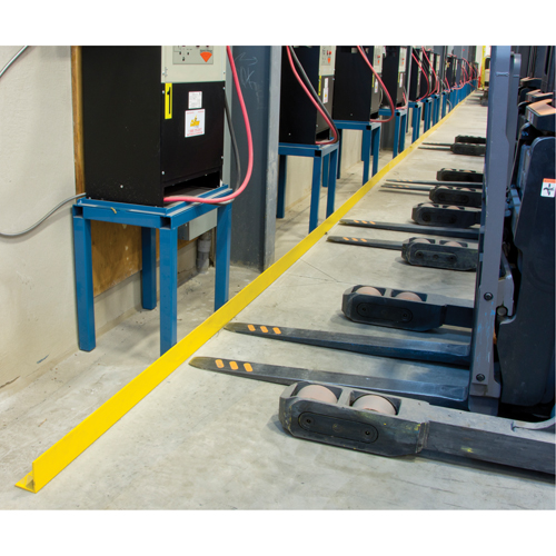 Rails protecteurs arr&ecirc;ts de charge avec ancrage au sol, Acier, 48" lo x 5" h, Jaune Maritime Industrial Rubber
