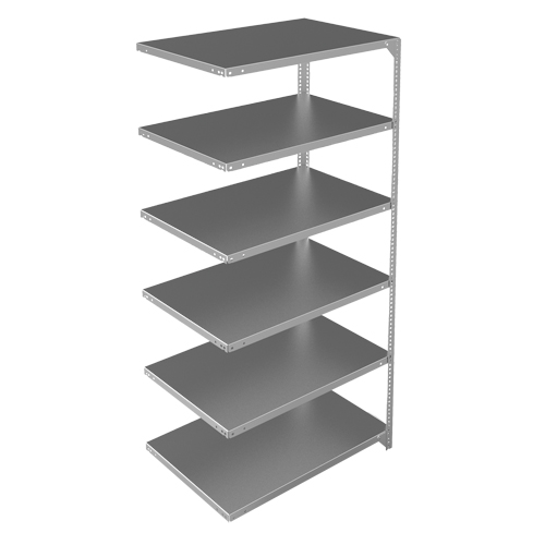 Shelving Unit, Galvanized Steel, Slotted Angle, 400 lbs. Capacity, 36" W x 72" H x 24" D Maritime Industrial Rubber