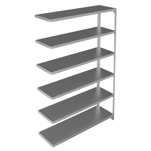 Shelving Unit, Galvanized Steel, Slotted Angle, 300 lbs. Capacity, 48" W x 72" H x 15" D Maritime Industrial Rubber