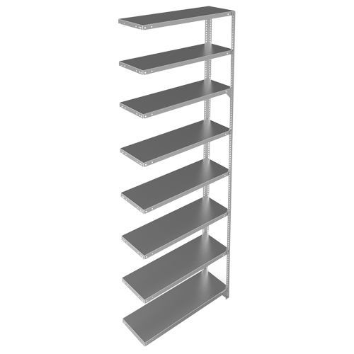 Shelving Unit, Galvanized Steel, Slotted Angle, 400 lbs. Capacity, 36" W x 96" H x 12" D Maritime Industrial Rubber