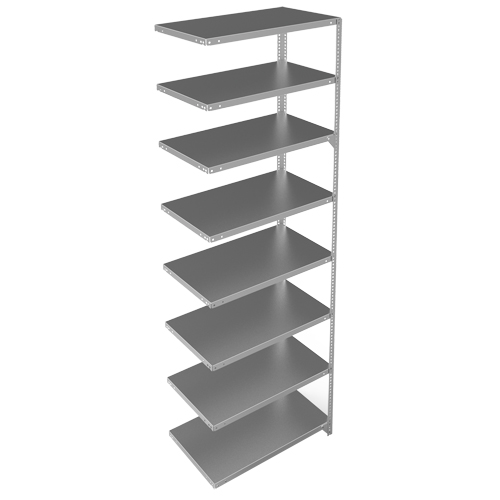 Shelving Unit, Galvanized Steel, Slotted Angle, 400 lbs. Capacity, 36" W x 96" H x 18" D Maritime Industrial Rubber