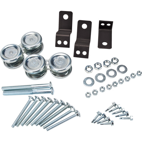 Ensemble de quincaillerie pour porte coulissante de partition en treillis m&eacute;tallique Maritime Industrial Rubber