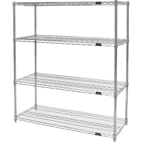 Heavy-Duty Chromate Wire Shelving, 4 Tiers, 30" W x 54" H x 14" D Maritime Industrial Rubber