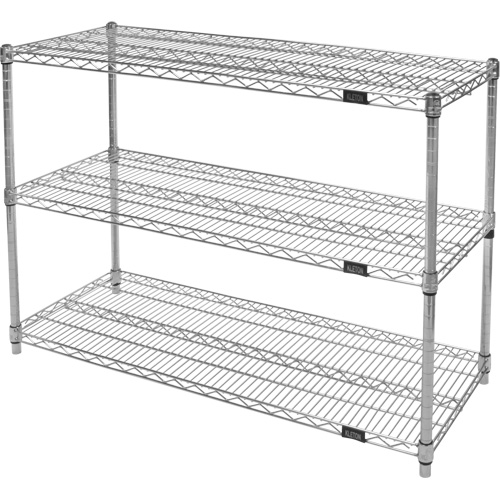 Heavy-Duty Chromate Wire Shelving, 3 Tiers, 36" W x 33" H x 24" D Maritime Industrial Rubber