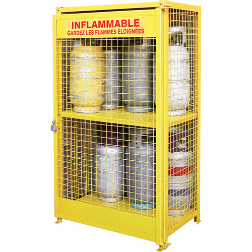 Gas Cylinder Cabinets, 12 Cylinder Capacity, 44" W x 30" D x 74" H, Yellow Maritime Industrial Rubber