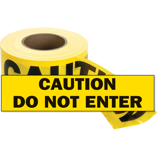 Rubans pour barricades, Anglais, 3" la x 1000' lo, 2 mils, Noir sur jaune Maritime Industrial Rubber