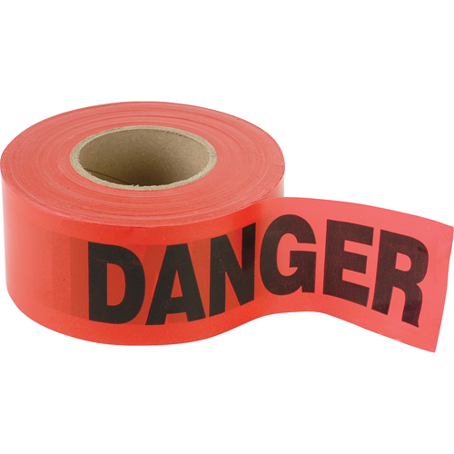 Standard Smaller Barricade Tape, English, 3" W x 300' L, 2 mils, Black on Red Maritime Industrial Rubber