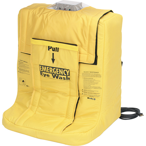 Douche oculaire On-Site avec enveloppe chauffante, Aliment&eacute; par gravit&eacute;, Capacit&eacute; 7 gal., Conformit&eacute; ANSI Z358.1 Maritime Industrial Rubber