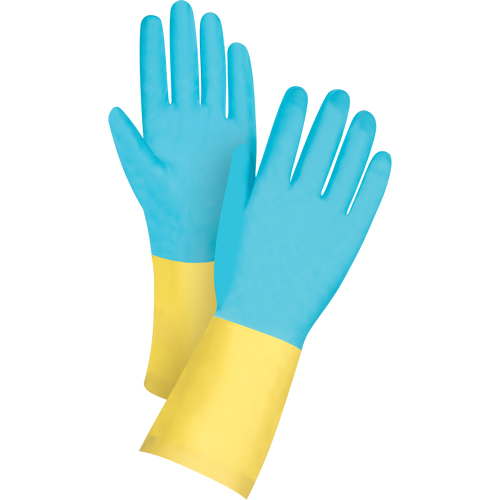 Gants tremp&eacute;s de premi&egrave;re qualit&eacute; r&eacute;sistants aux produits chimiques, Taille T-Grand/10, 12" lo, N&eacute;opr&egrave;ne/Latex de caoutchouc, Doublure en Coton/Ouat&eacute;e, 20 mils Maritime Industrial Rubber