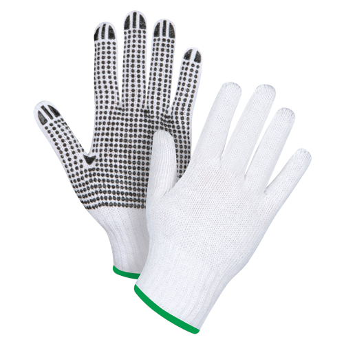 Gants tricot&eacute;s &agrave; pois, Poly/coton, Un c&ocirc;t&eacute;, Calibre 7, Moyen Maritime Industrial Rubber