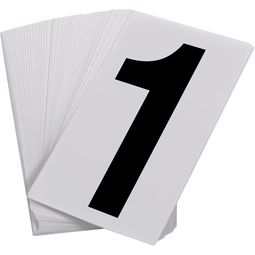 Num&eacute;ros autocollants, 1, 3-1/2" h, Noir sur blanc Maritime Industrial Rubber