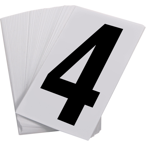 Pressure Sensitive Numbering, 4, 3-1/2" H, Black on White Maritime Industrial Rubber