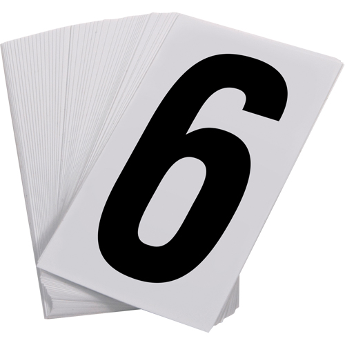Num&eacute;ros autocollants, 6, 3-1/2" h, Noir sur blanc Maritime Industrial Rubber