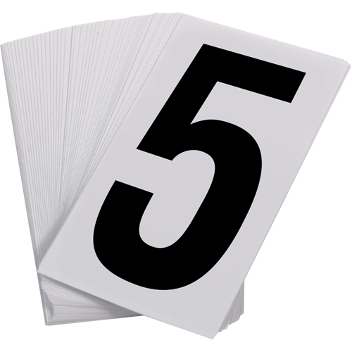 Num&eacute;ros autocollants, 5, 3-1/2" h, Noir sur blanc Maritime Industrial Rubber