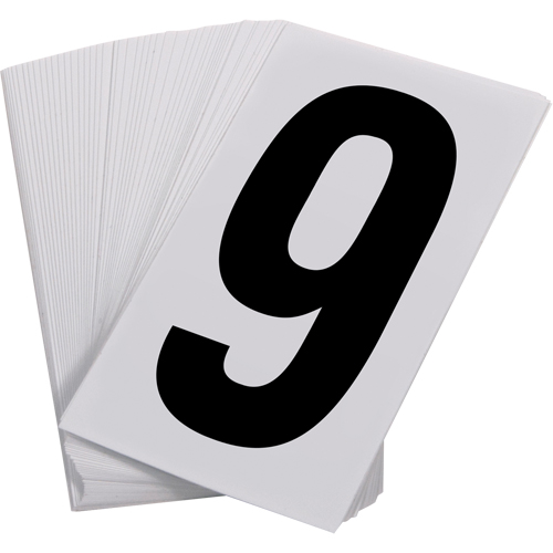 Num&eacute;ros autocollants, 9, 3-1/2" h, Noir sur blanc Maritime Industrial Rubber