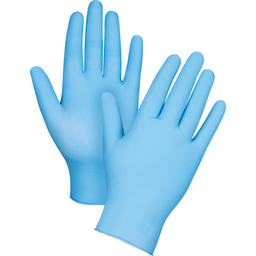 Gants jetables de calibre m&eacute;dical r&eacute;sistants &agrave; la perforation, Grand, Nitrile, 3,5 mils, Sans poudre, Bleu, Classe 2 Maritime Industrial Rubber