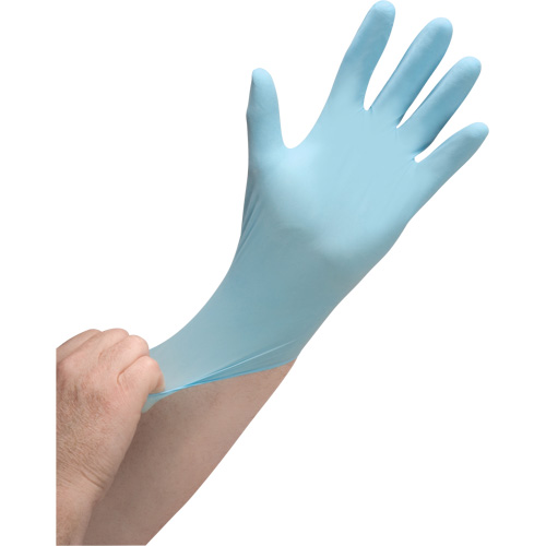 Gants jetables de calibre m&eacute;dical r&eacute;sistants &agrave; la perforation, Grand, Nitrile, 3,5 mils, Sans poudre, Bleu, Classe 2 Maritime Industrial Rubber