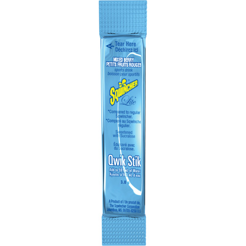 Sqwincher&reg; ZERO&reg; Qwik Stik Rehydration Drink, Powder, Mixed Berry Maritime Industrial Rubber